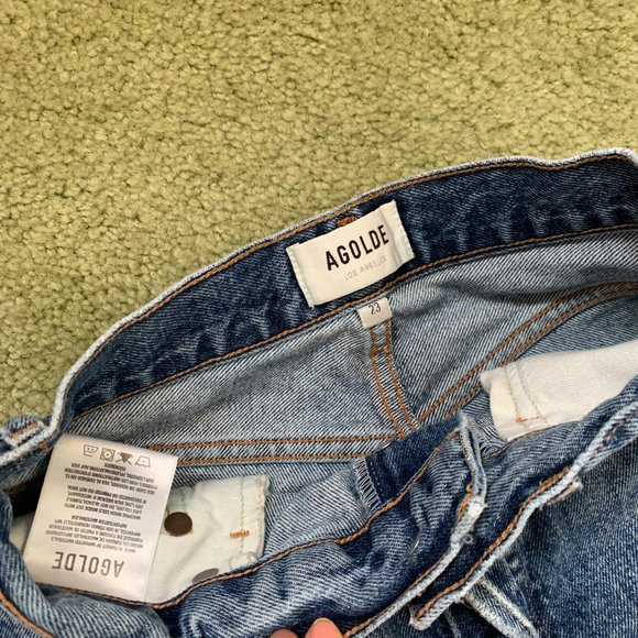 Agolde Riley medium blue cropped high-rise straight-leg crop organic jeans 23 - Picture 5 of 9